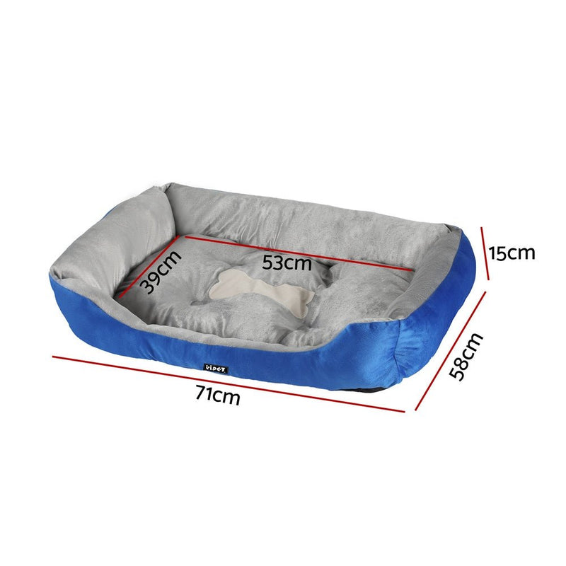 i.Pet Pet Bed Dog Cat Calming Soft Mat Sleeping Comfy Plush Cave Washable Blue - NuSea