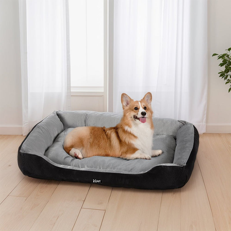 i.Pet Pet Bed Dog Cat Calming Soft Sleeping Comfy Plush Mat Cave Washable Black - NuSea