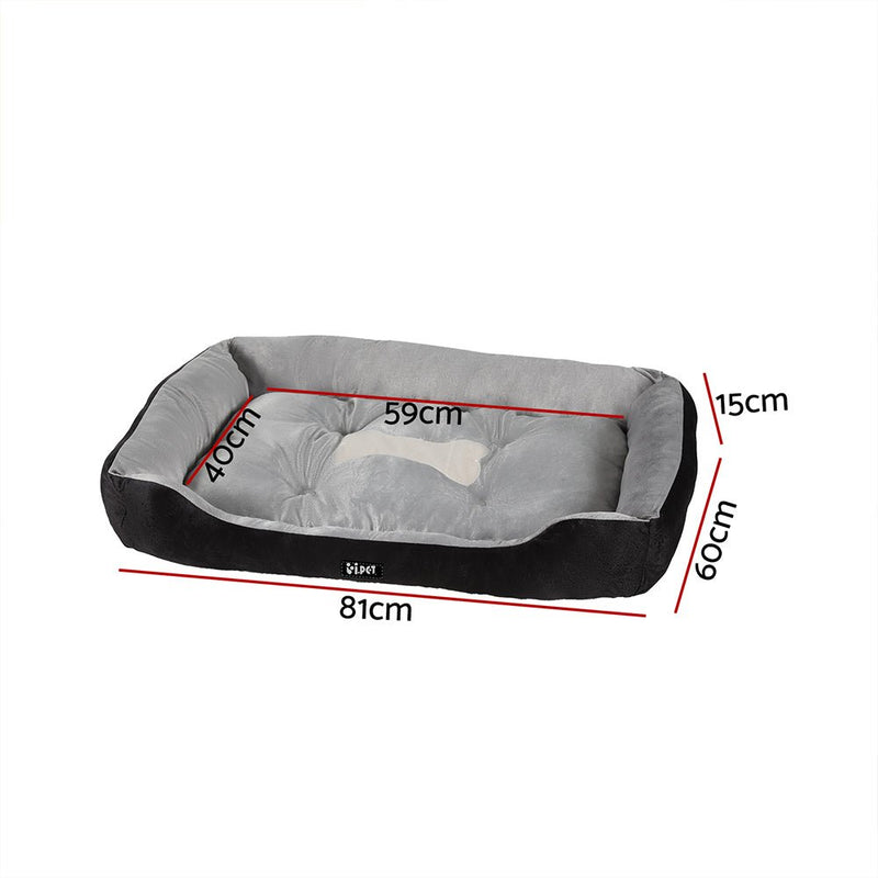 i.Pet Pet Bed Dog Cat Calming Soft Sleeping Comfy Plush Mat Cave Washable Black - NuSea