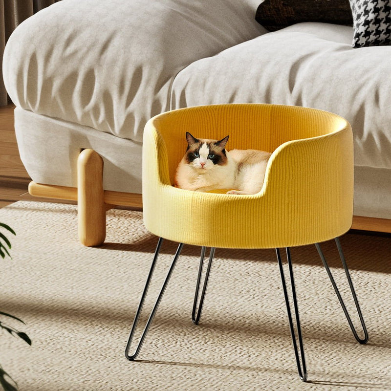 i.Pet Pet Bed Dog Sofa Lounge Cat Calming Raised Couch Yellow - NuSea