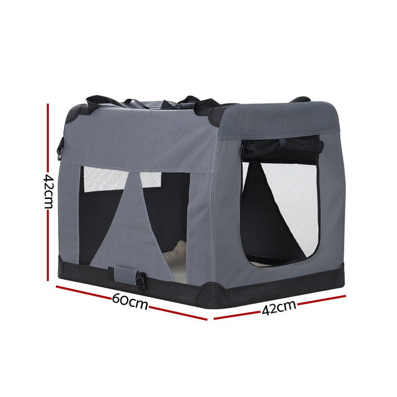 i.Pet Pet Carrier Soft Crate Dog Cat Travel 60x42CM Portable Foldable Car M - NuSea