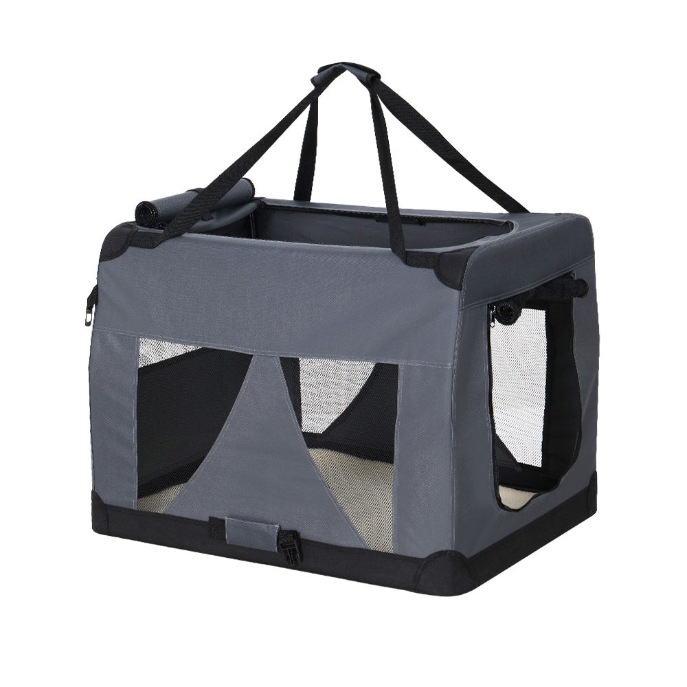 i.Pet Pet Carrier Soft Crate Dog Cat Travel 60x42CM Portable Foldable Car M - NuSea
