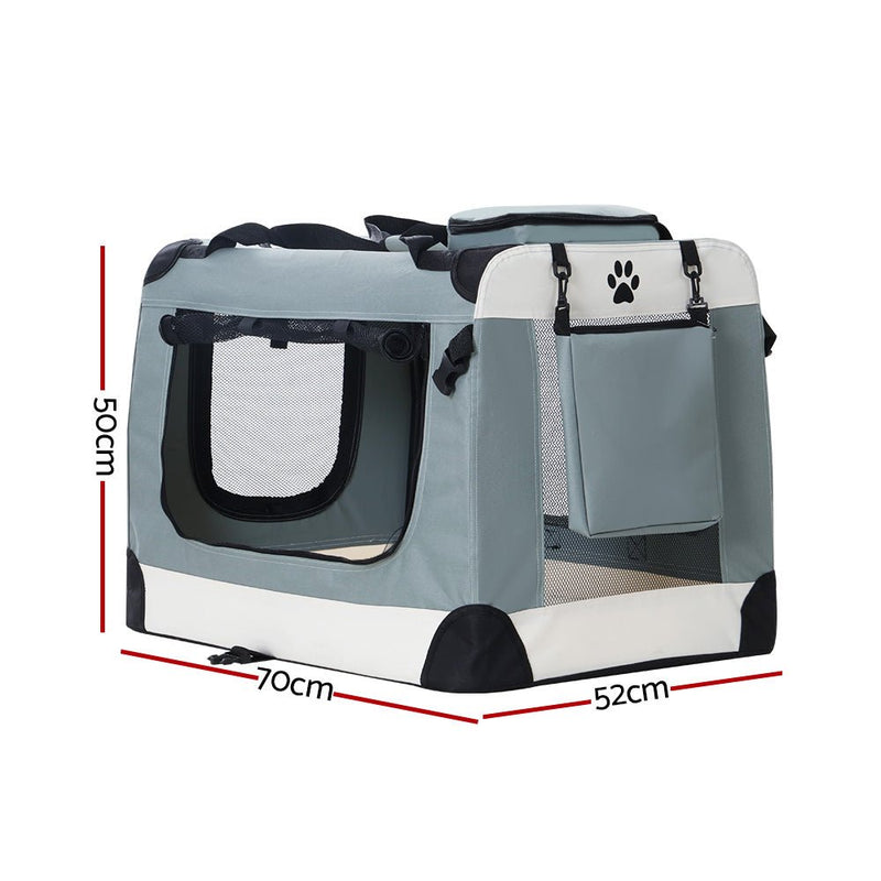 i.Pet Pet Carrier Soft Crate Dog Cat Travel 70x52CM Portable Foldable Car Large - NuSea