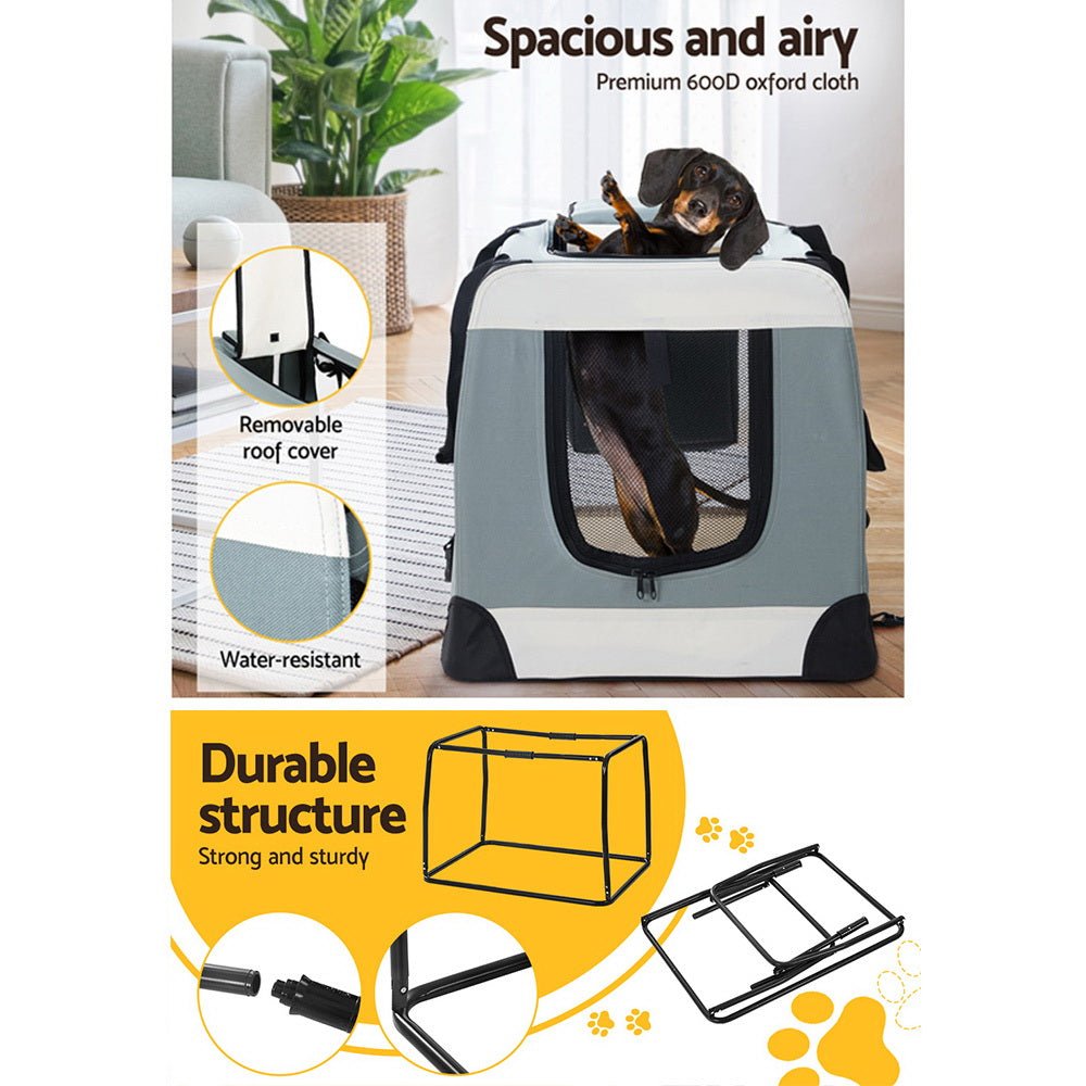 i.Pet Pet Carrier Soft Crate Dog Cat Travel 70x52CM Portable Foldable Car Large - NuSea