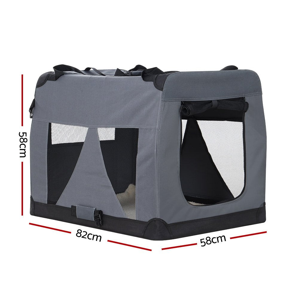 i.Pet Pet Carrier Soft Crate Dog Cat Travel 82x58CM Portable Foldable Car XL - NuSea