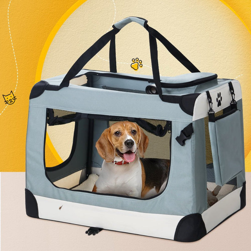i.Pet Pet Carrier Soft Crate Dog Cat Travel 90x61CM Portable Foldable Car 2XL - NuSea