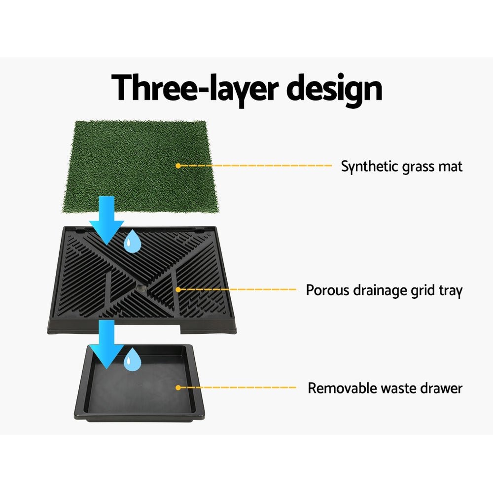 i.Pet Pet Training Pad Dog Potty Toilet Large Portable With Tray Grass 2 Mats - NuSea