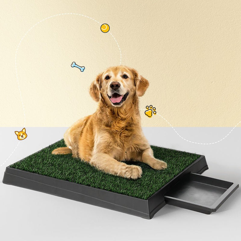 i.Pet Pet Training Pad Dog Potty Toilet Large Portable With Tray Grass 2 Mats - NuSea