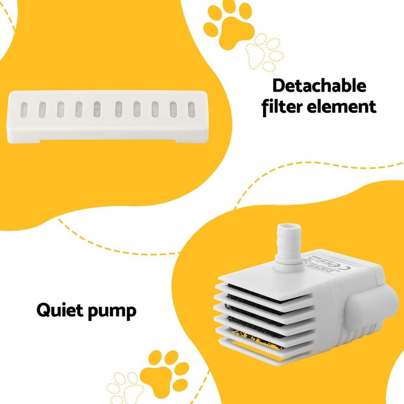 i.Pet Pet Water Fountain Dispenser Filter Dog Cat Drinking Automatic Electric 2.2L - NuSea