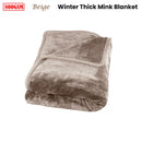 J Elliot Home 800GSM Luxury Winter Thick Mink Blanket Beige King - NuSea