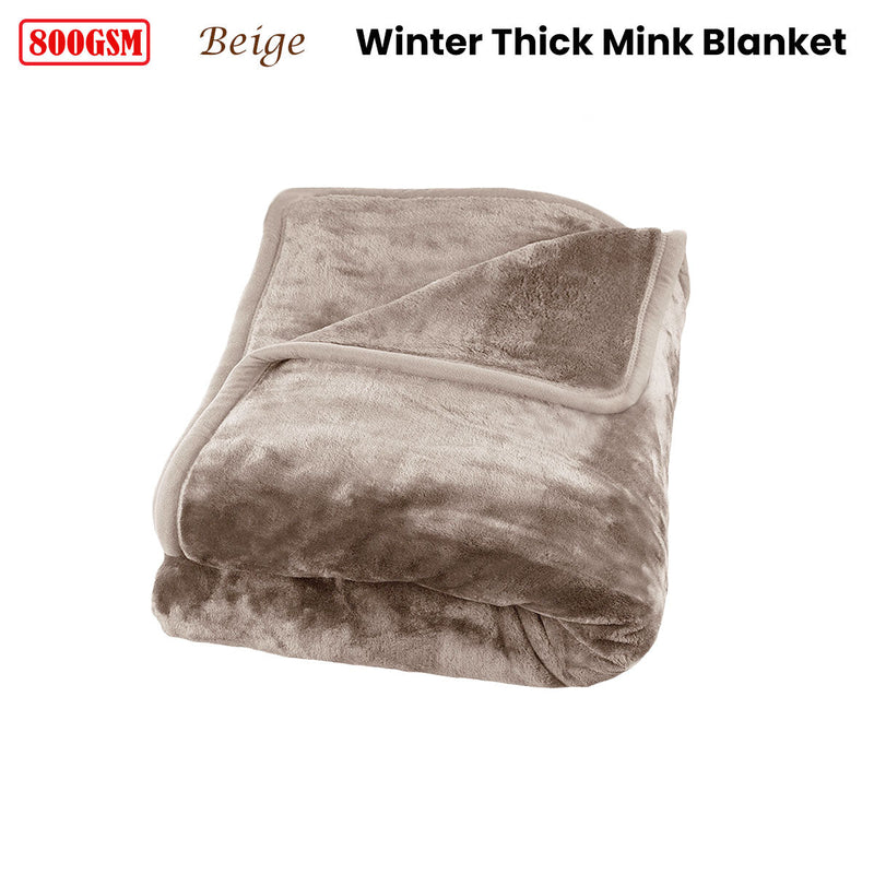 J Elliot Home 800GSM Luxury Winter Thick Mink Blanket Beige King - NuSea