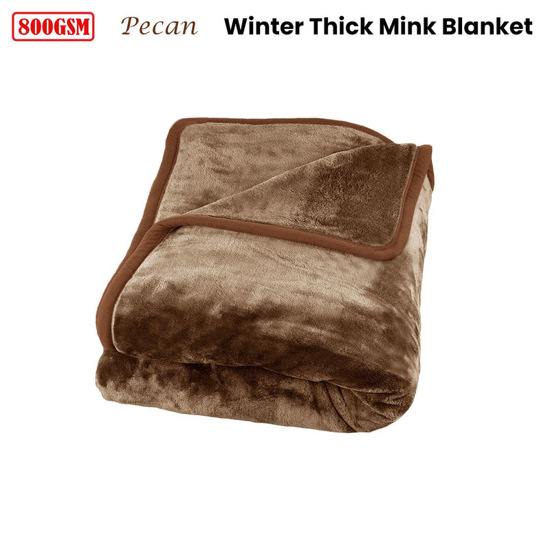 J Elliot Home 800GSM Luxury Winter Thick Mink Blanket Pecan King - NuSea