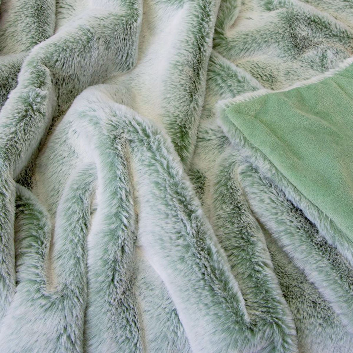 J Elliot Home Archie Sage Faux Fur Throw Rug 130 x 160cm - NuSea