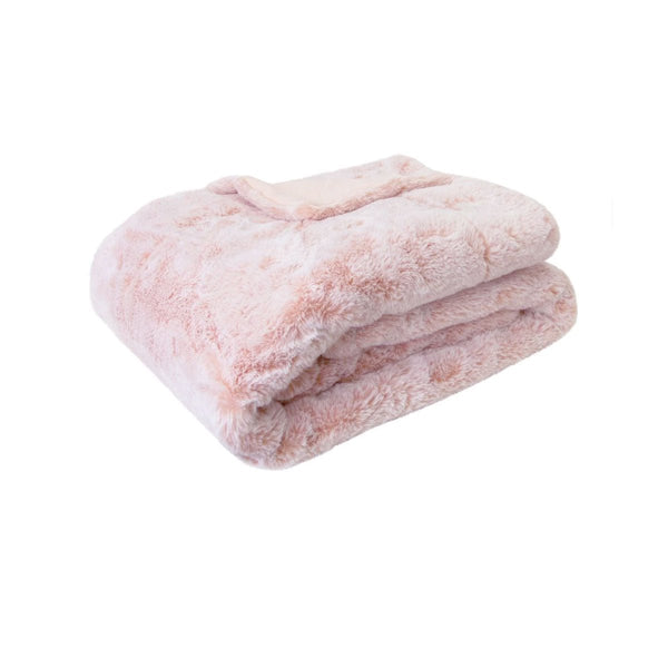 J Elliot Home Archie Soft Pink Faux Fur Throw Rug 130 x 160cm - NuSea