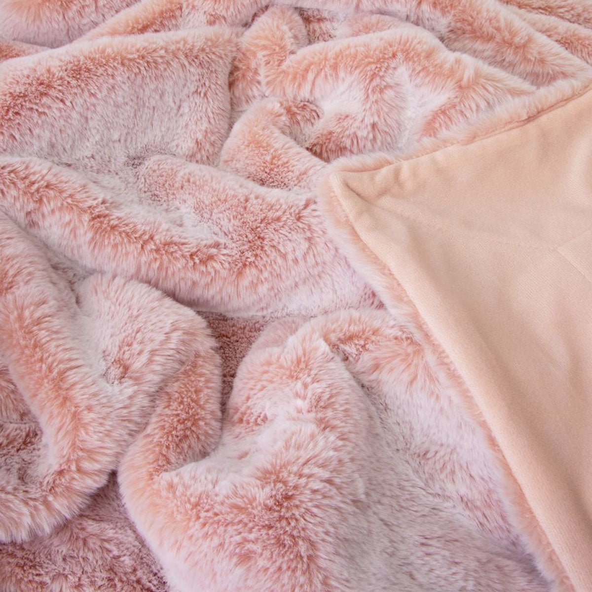 J Elliot Home Archie Soft Pink Faux Fur Throw Rug 130 x 160cm - NuSea
