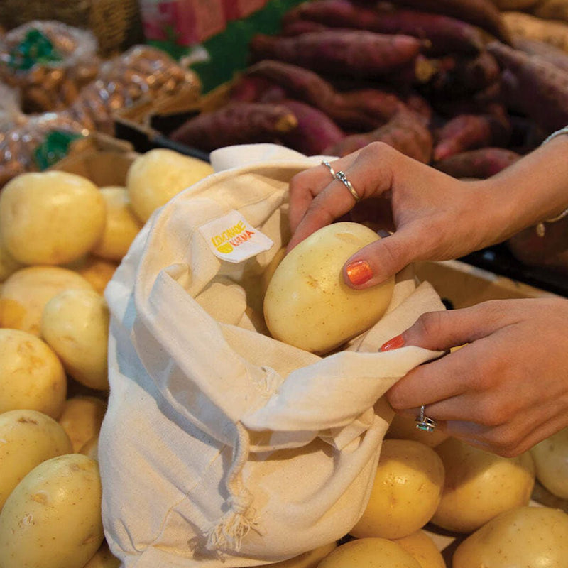 J Elliot Home Lemonade Karma Set of 4 Cotton Eco - Friendly Natural Muslin Storage Bag Set - NuSea