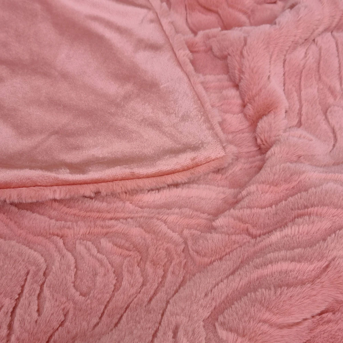 J Elliot Home Rita Dusty Peach Faux Mohair Throw Rug 130 x 160cm - NuSea