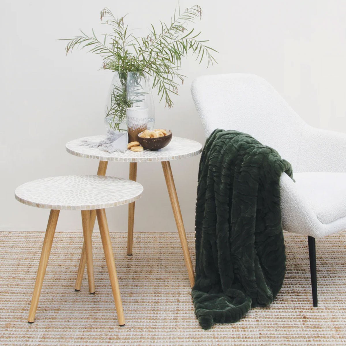 J Elliot Home Rita Sea Kelp Faux Mohair Throw Rug 130 x 160cm - NuSea