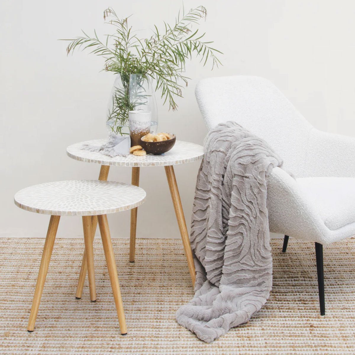 J Elliot Home Rita Silver Grey Faux Mohair Throw Rug 130 x 160cm - NuSea
