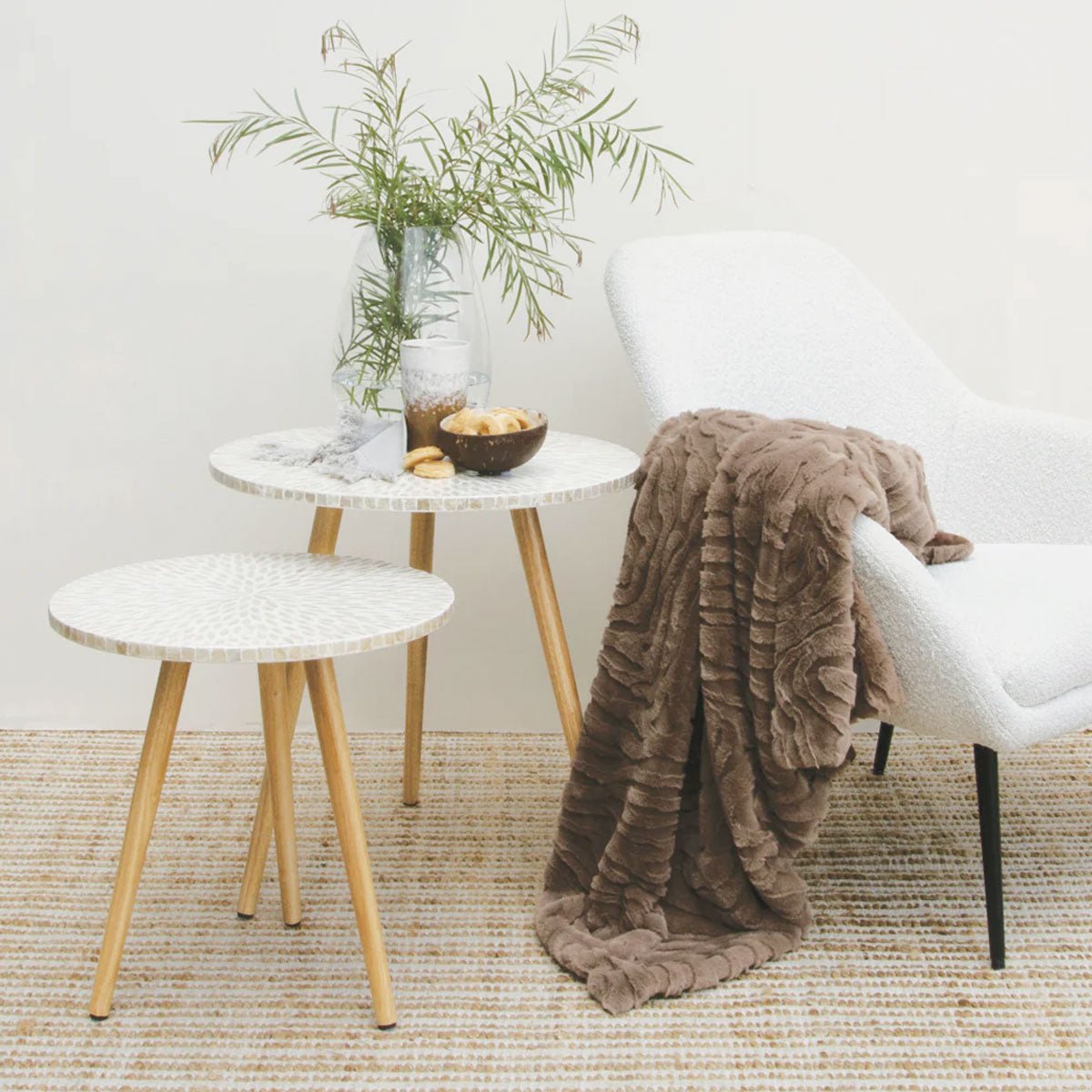 J Elliot Home Rita Woodsmoke Faux Mohair Throw Rug 130 x 160cm - NuSea