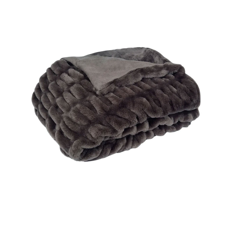 J Elliot Home Skyler Chocolate Faux Fur Throw Rug 130 x 160cm - NuSea