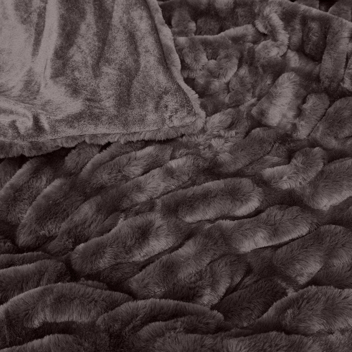 J Elliot Home Skyler Chocolate Faux Fur Throw Rug 130 x 160cm - NuSea