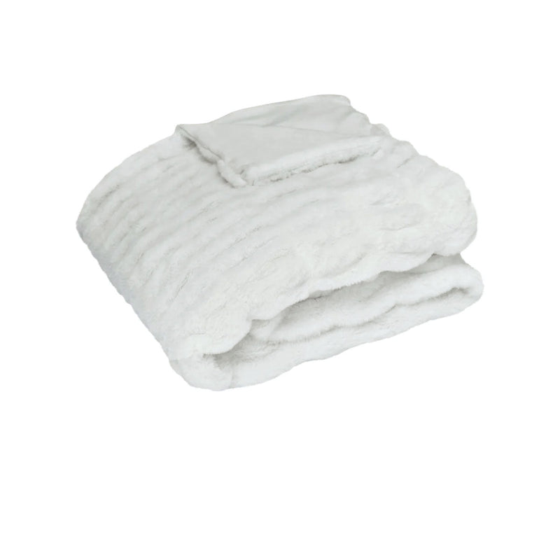 J Elliot Home Skyler Ivory Faux Fur Throw Rug 130 x 160cm - NuSea