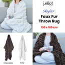 J Elliot Home Skyler Ivory Faux Fur Throw Rug 130 x 160cm - NuSea