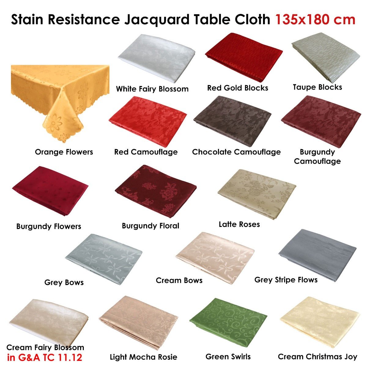 Jacquard Table Cloth Roses Latte 135 x 180cm Rectangle - NuSea