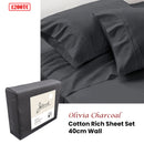 Jane Barrington 1200TC Olivia Cotton Rich Sheet Set 40cm Wall Charcoal Queen - NuSea