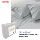 Jane Barrington 1200TC Olivia Cotton Rich Sheet Set 40cm Wall Cloud Queen - NuSea