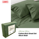 Jane Barrington 1200TC Olivia Cotton Rich Sheet Set 40cm Wall Olive Queen - NuSea