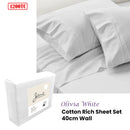 Jane Barrington 1200TC Olivia Cotton Rich Sheet Set 40cm Wall White Queen - NuSea