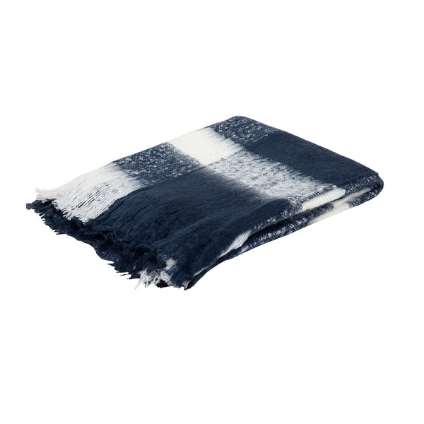J.Elliot Home Wren Faux Mohair Throw Navy/White - NuSea
