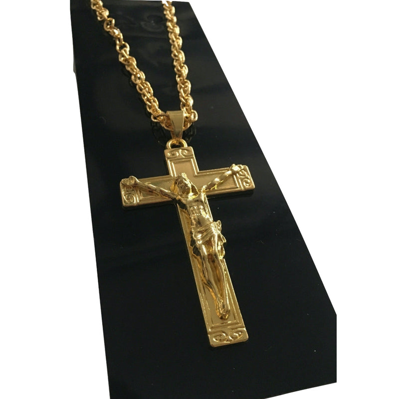 Jesus Christ Metal Necklace Chain Pendant Chain Jewellery Crucifix - Gold - NuSea