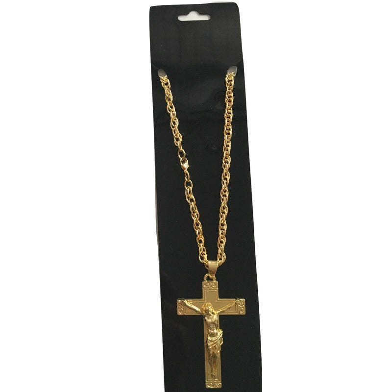 Jesus Christ Metal Necklace Chain Pendant Chain Jewellery Crucifix - Gold - NuSea