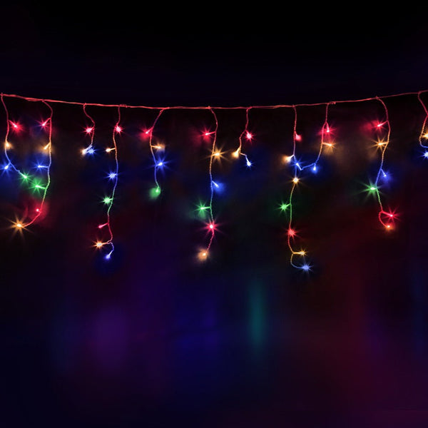 Jingle Jollys 12.5M Solar Christmas Lights Icicle String Light Multi Colour - NuSea