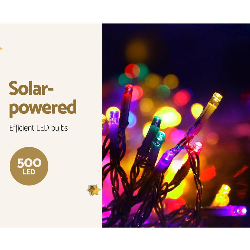 Jingle Jollys 12.5M Solar Christmas Lights Icicle String Light Multi Colour - NuSea