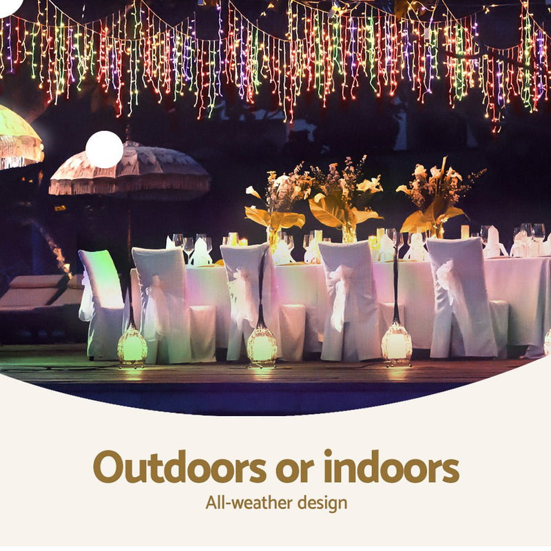 Jingle Jollys 12.5M Solar Christmas Lights Icicle String Light Multi Colour - NuSea