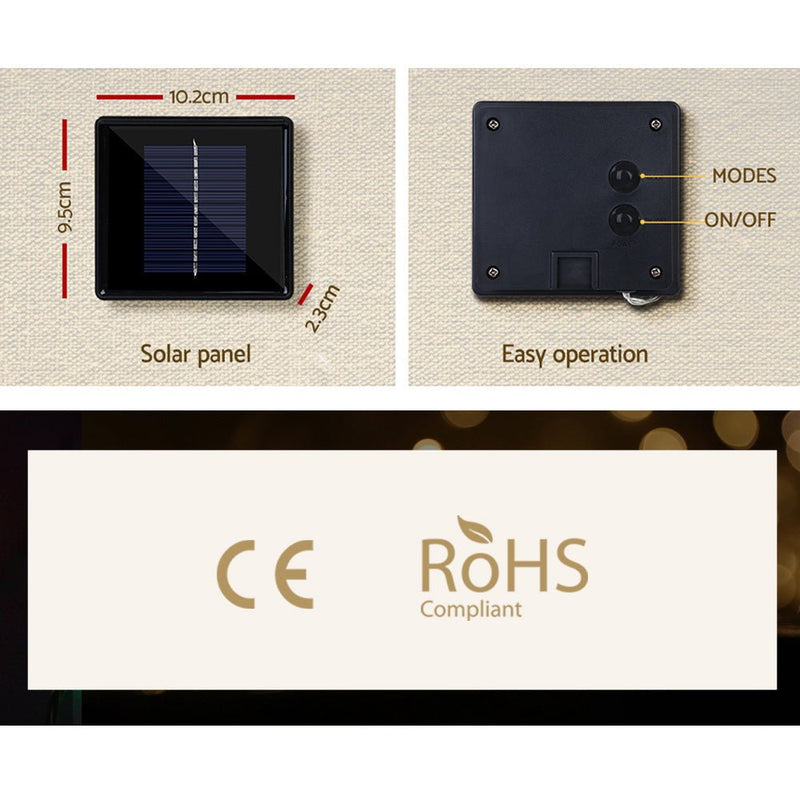 Jingle Jollys 12.5M Solar Christmas Lights Icicle String Light Warm White - NuSea