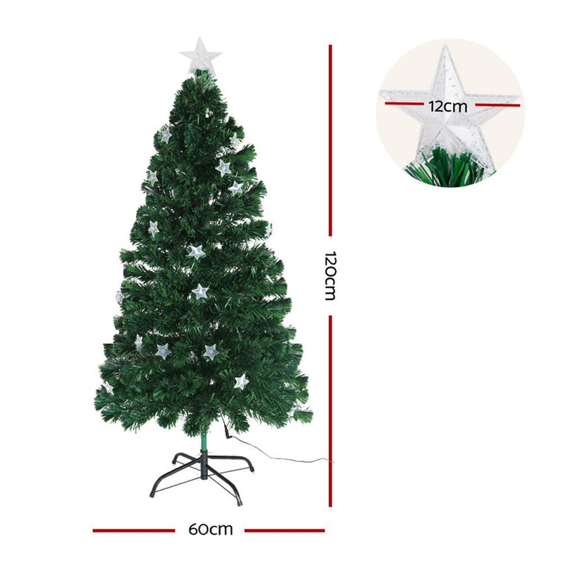 Jingle Jollys 1.2m Christmas Tree Optic Fibre LED Xmas tree Multi Colour - NuSea