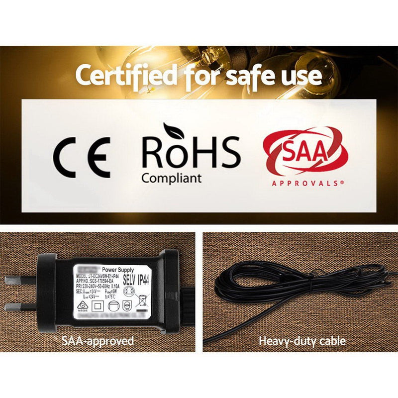 Jingle Jollys 14m LED Festoon String Lights Christmas Wedding Party Outdoor - NuSea