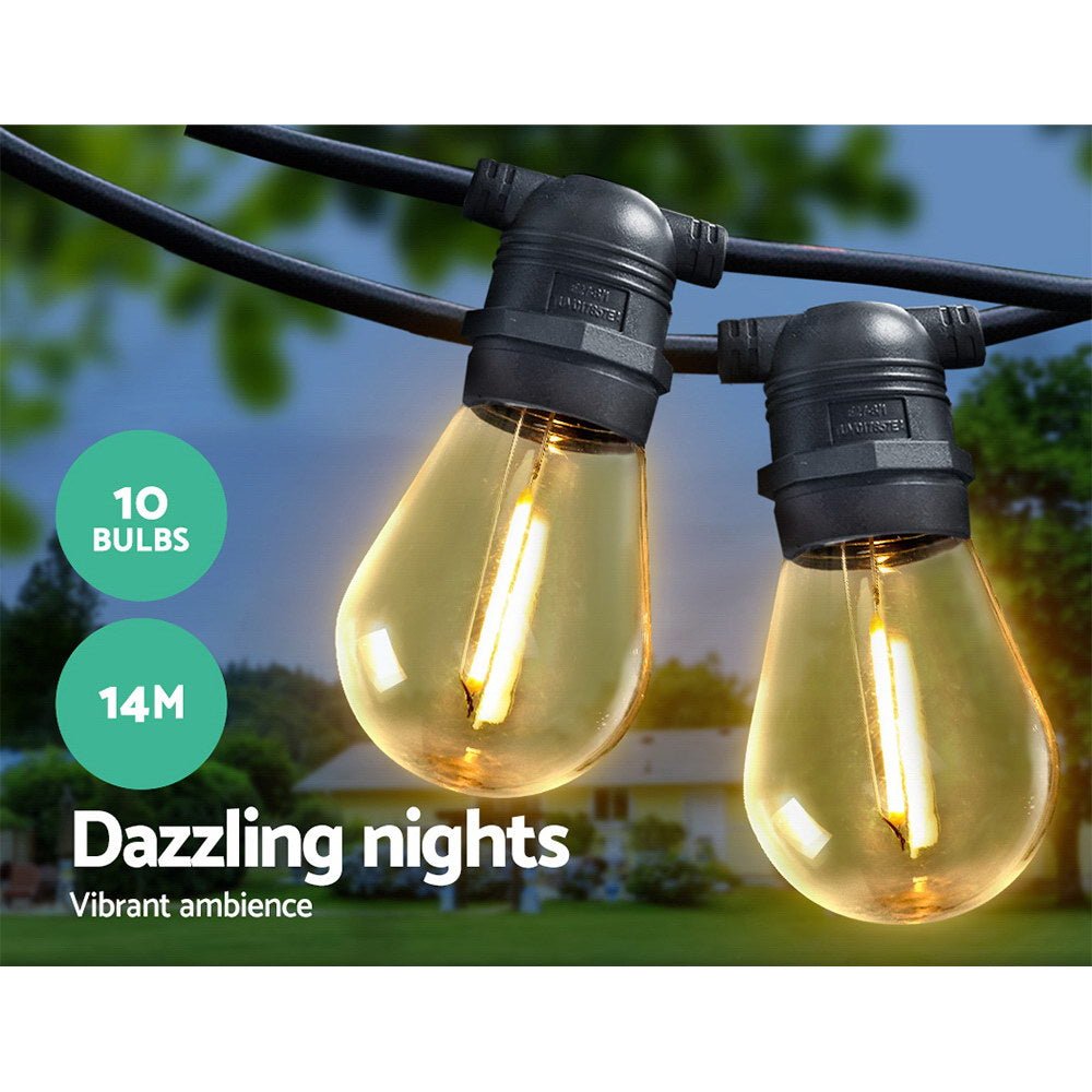 Jingle Jollys 14m LED Festoon String Lights Christmas Wedding Party Outdoor - NuSea