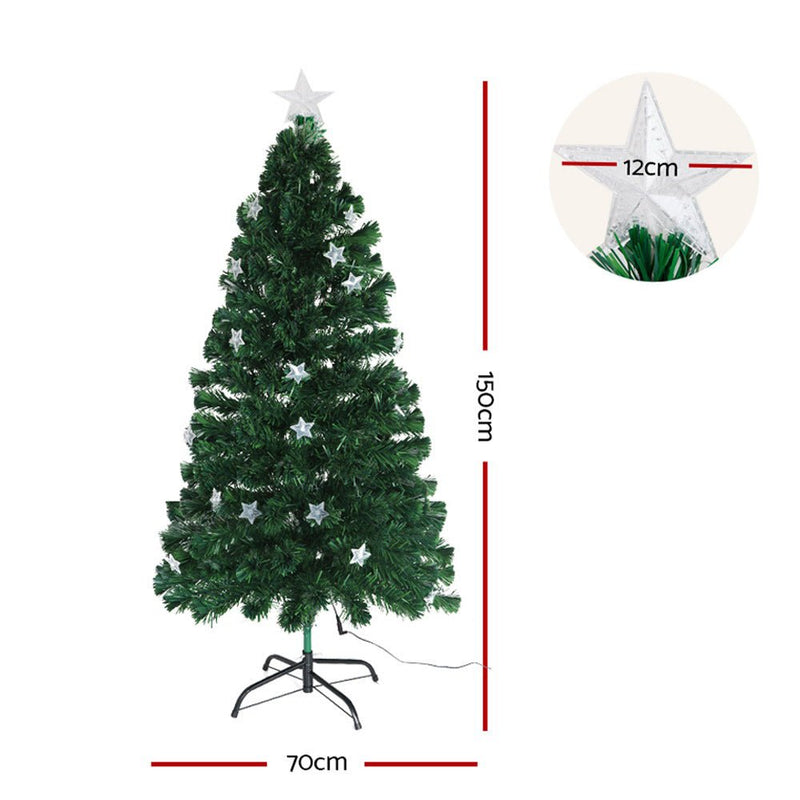 Jingle Jollys 1.5m Christmas Tree Optic Fibre LED Xmas tree Multi Colour - NuSea