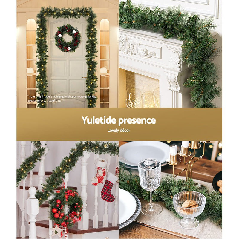 Jingle Jollys 1.8m Christmas Garland with LED lights Party Xmas Decorations - NuSea