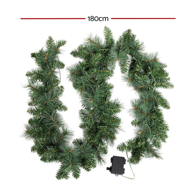 Jingle Jollys 1.8m Christmas Garland with LED lights Party Xmas Decorations - NuSea