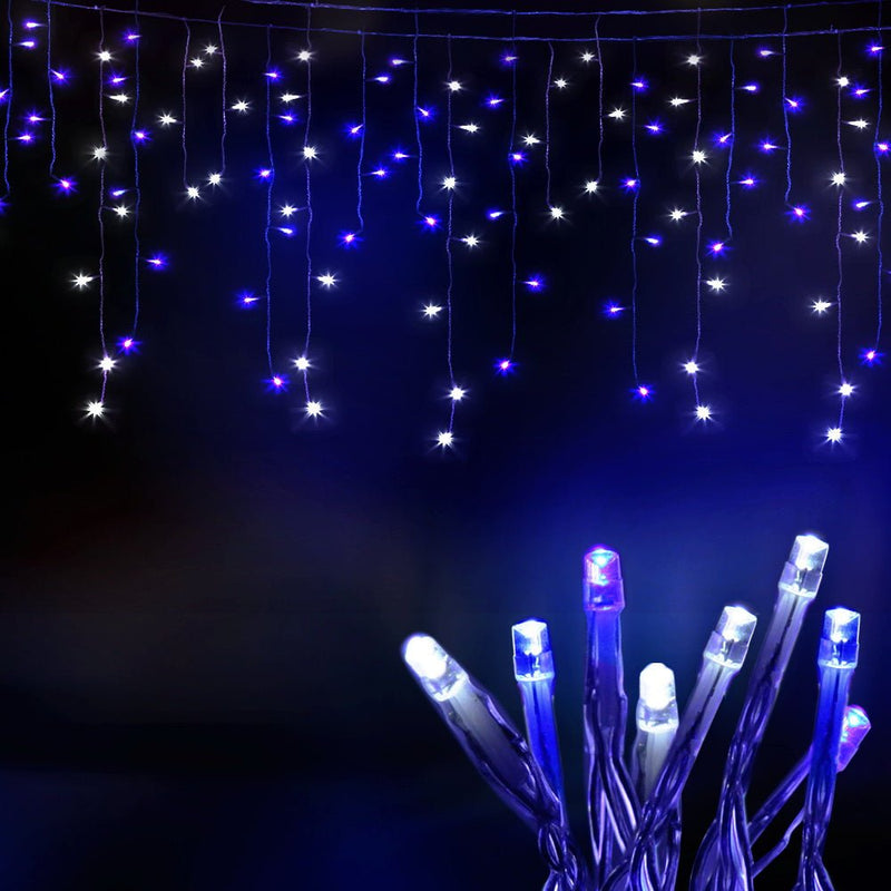 Jingle Jollys 20M Christmas Lights Icicle Light 800 LED Blue White Decor - NuSea