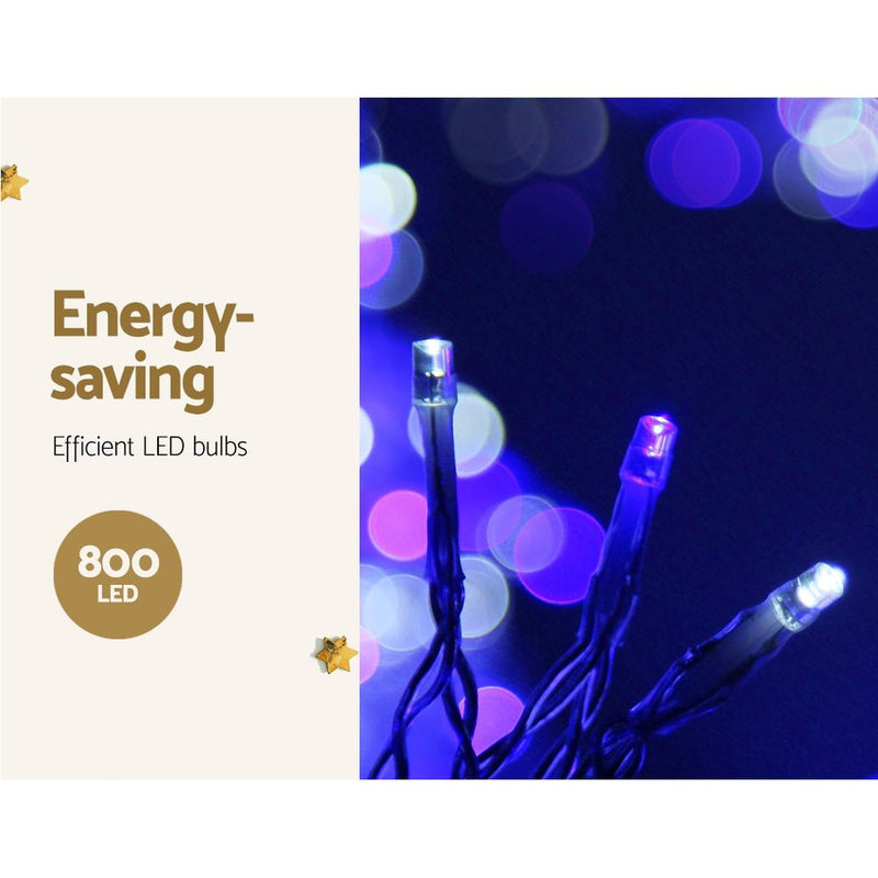 Jingle Jollys 20M Christmas Lights Icicle Light 800 LED Blue White Decor - NuSea