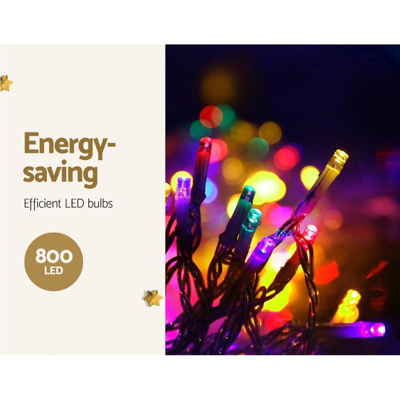 Jingle Jollys 20M Christmas Lights Icicle Light 800 LED Multi - coloured - NuSea