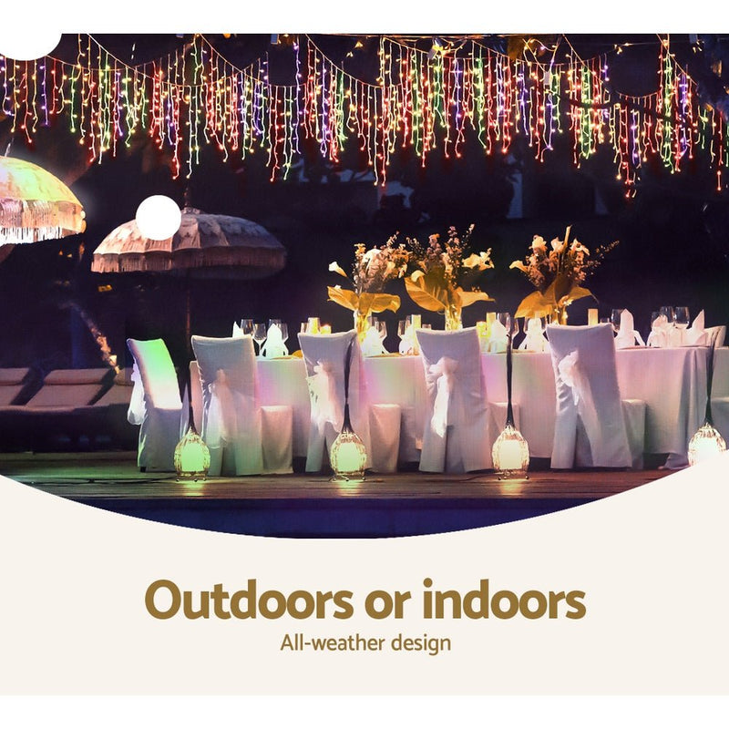 Jingle Jollys 20M Christmas Lights Icicle Light 800 LED Multi - coloured - NuSea